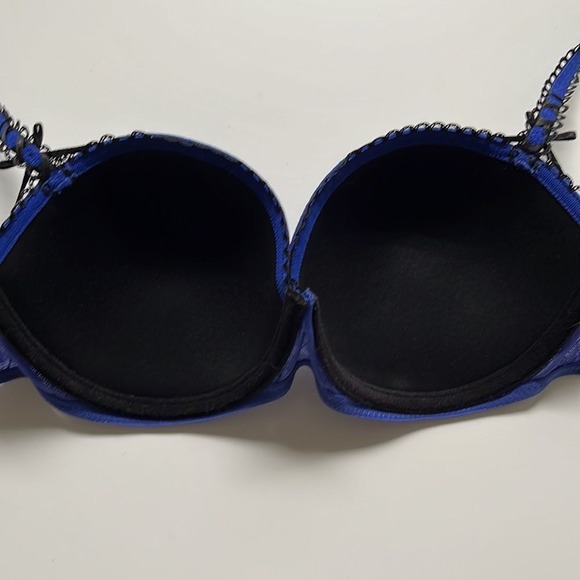 NWT La Vie En Rose Blue Mesh Lace Bra 36D Lined Underwire Feminine Coquette - Picture 5 of 6
